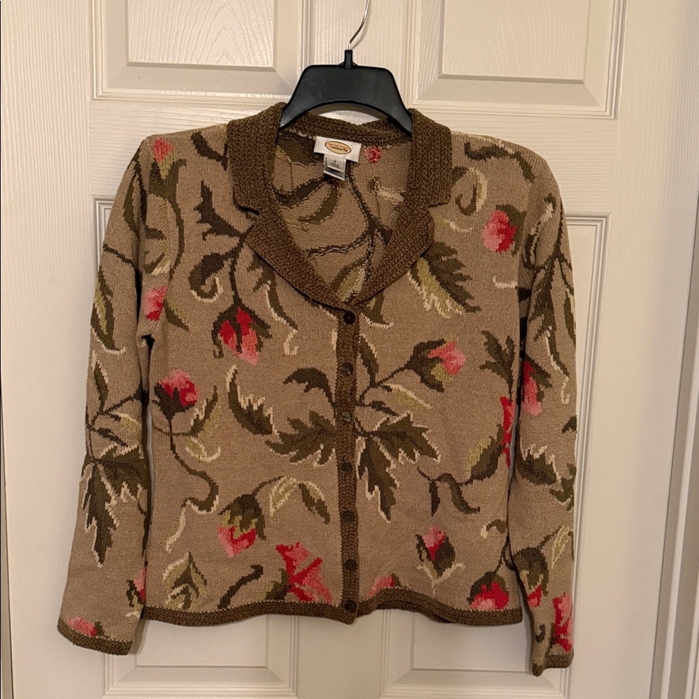 Talbots Floral Cardigan - Brown and Red